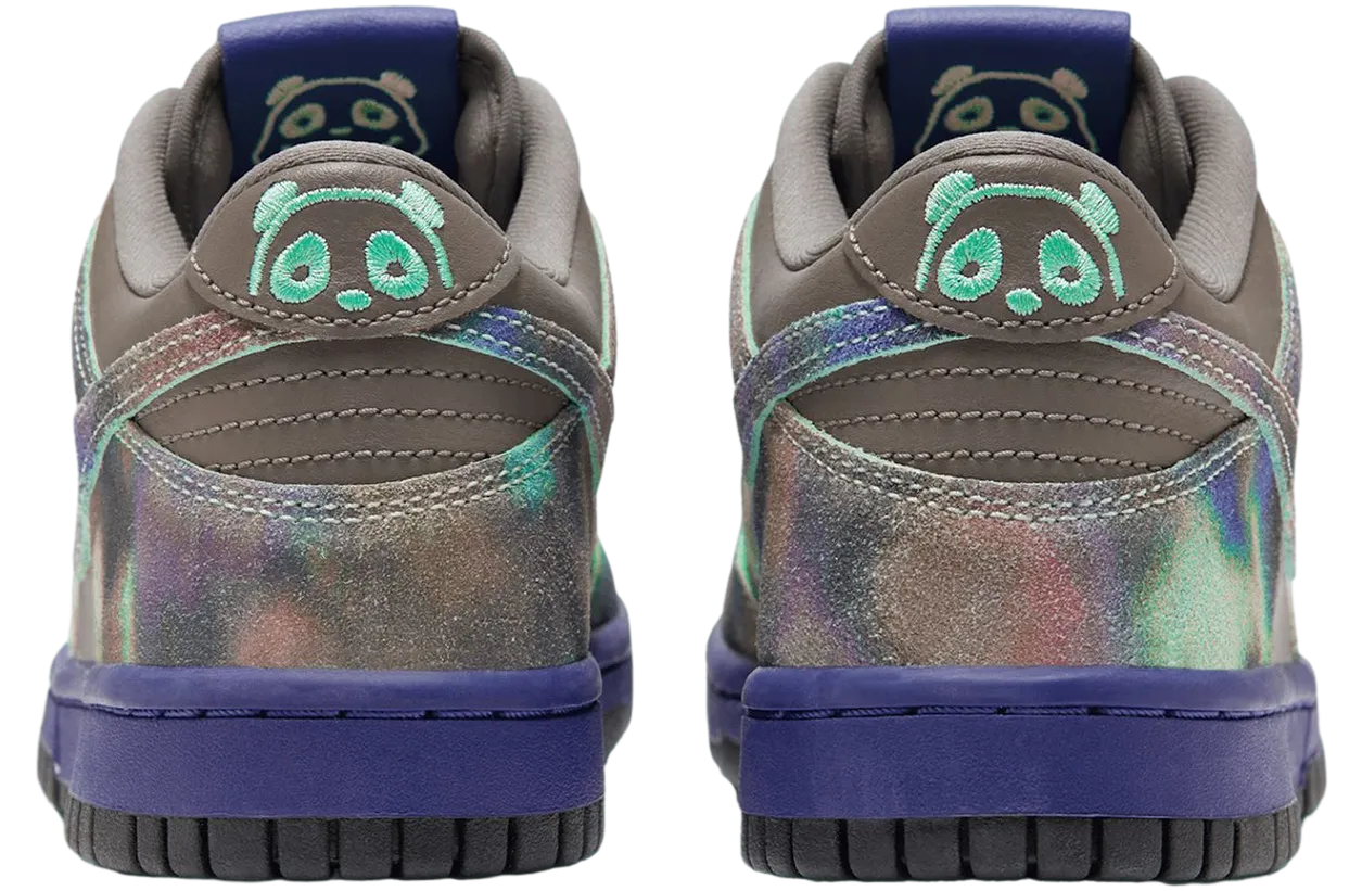 this kids nike dunk low panda mixes suede color and fun cave stone deep night 4