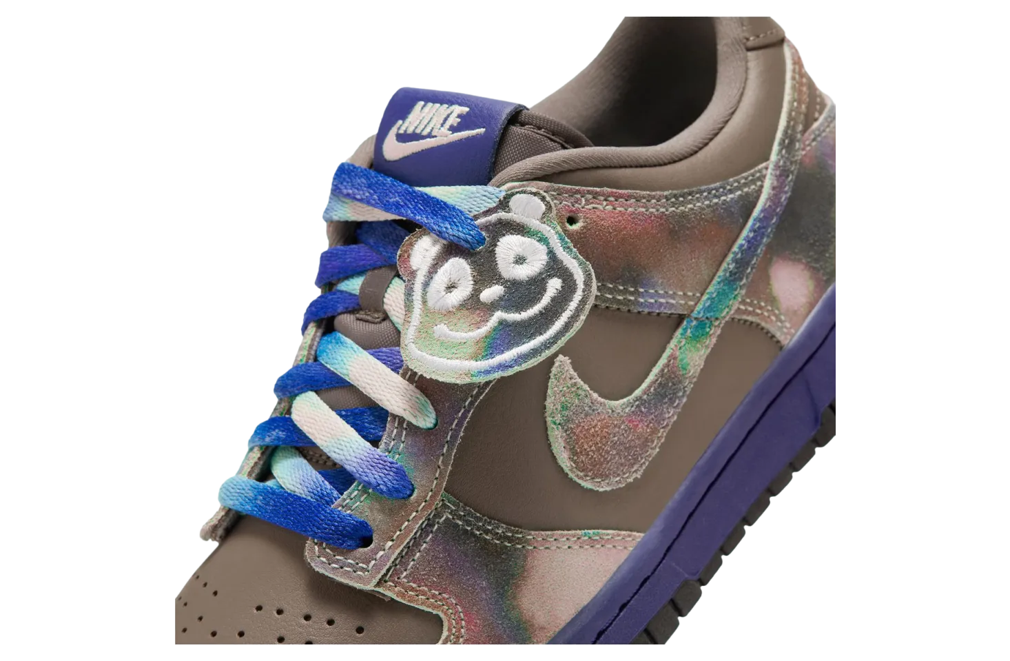 this kids nike dunk low panda mixes suede color and fun cave stone deep night 6