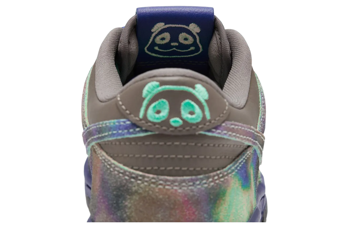 this kids nike dunk low panda mixes suede color and fun cave stone deep night 7
