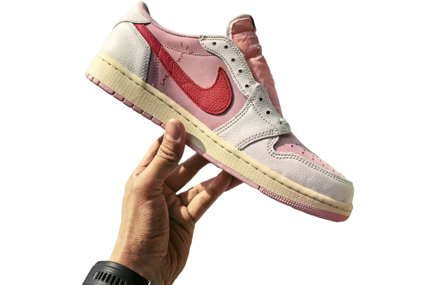 travis scott x air jordan 1 low og tropical pink 0